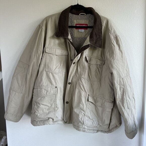 Wrangler Other - Vintage Wrangler Chore Coat Feild Jacket Khaki Sherpa Mens 3XL